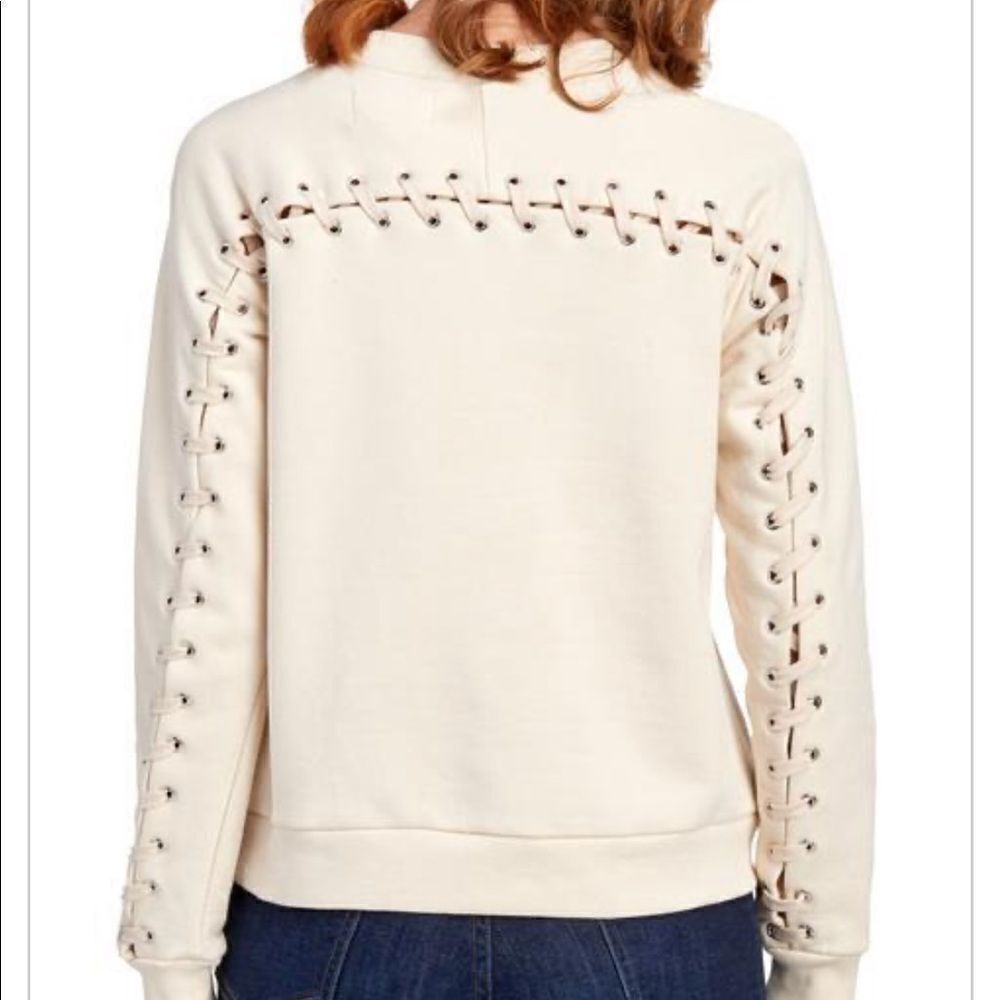 For the Republic cream lace back sweatshirt small